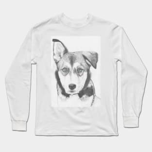 Husky Shepherd Cross with Blue Eyes Long Sleeve T-Shirt